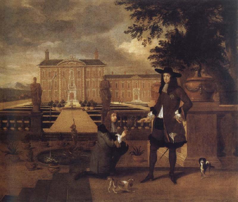 unknow artist John Rose,the royal gardener,presenting a pineapple to Charles ii before a fictitious garden Sweden oil painting art